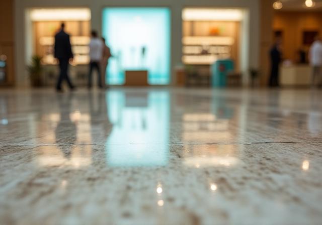 Mantenimiento de suelos de granito en centro comercial